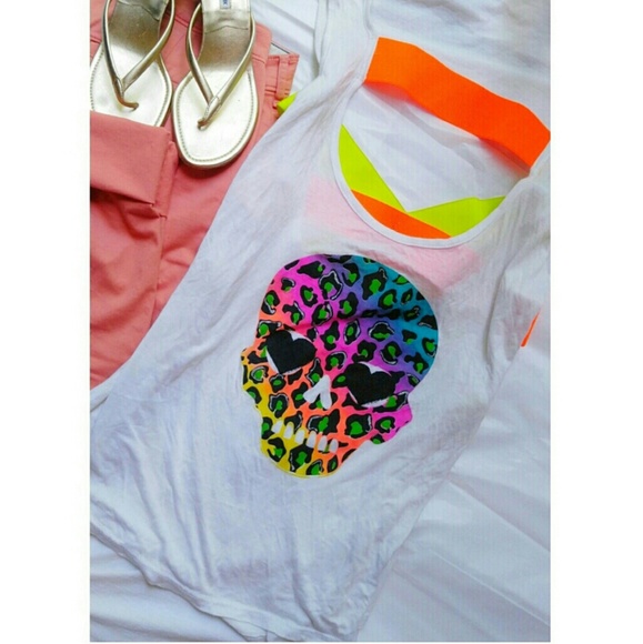 Say Anything Tops - Say Anything White Skull Print Criss Cross Tank